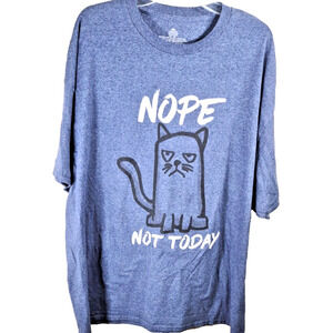 Nope Not Today Kitty Cat T-Shirt Blue Graphic Size 3XL